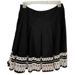 NY&C Black Box Pleated Skirt Ivory Crochet Lace Trim Midi 10 Dark Academia Goth